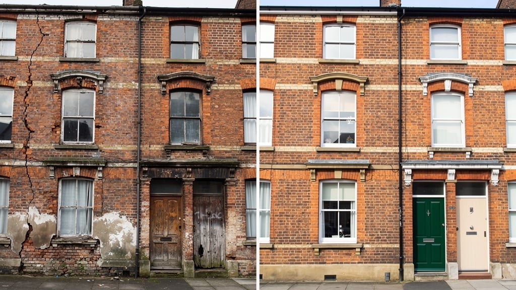Before and after comparison of a Bristol property survey assessment